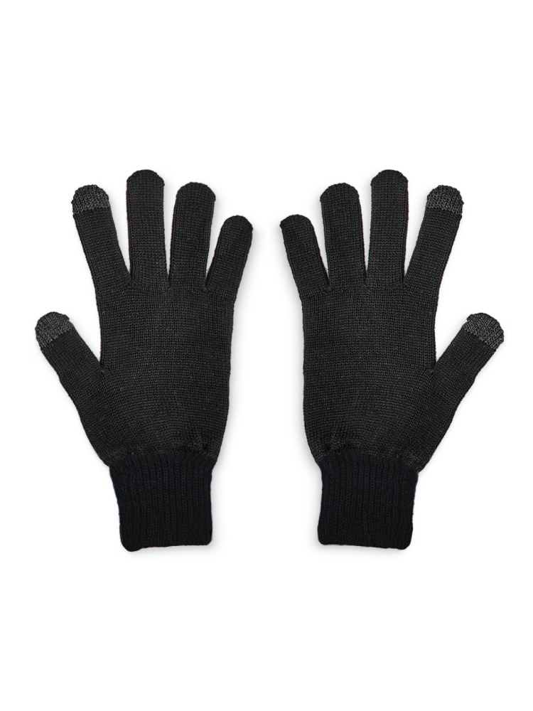 Black & Grey Touch Screen Friendly Merino Wool Gloves | Women